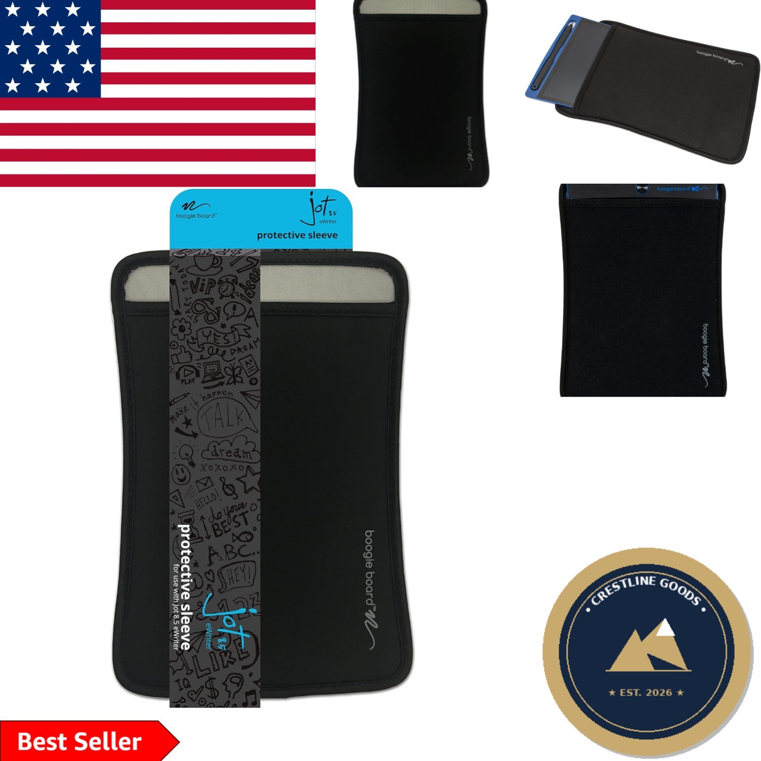 Elegant Black Neoprene Sleeve for Jot 8.5" Tablets - Scratch Resistant Design