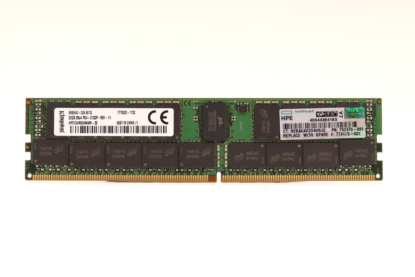 Kingston 32GB 2Rx4 PC4-2133P-RB1-11 ECC REG Server Memory P/N: 9995640-009.A01G