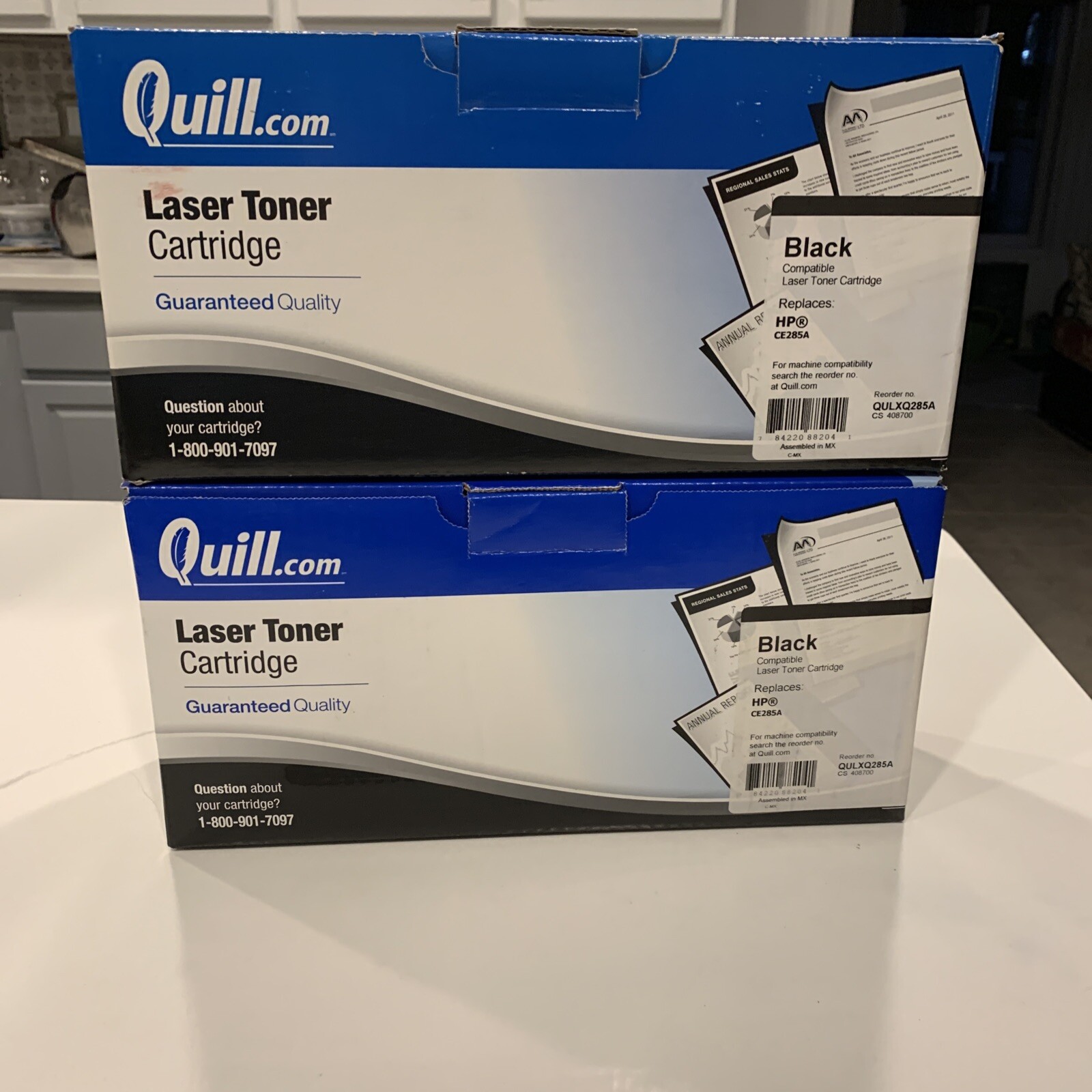 HP 85A, CE285A Black Toner Cartridge Quill Brand - Lot of 2 - New Sealed