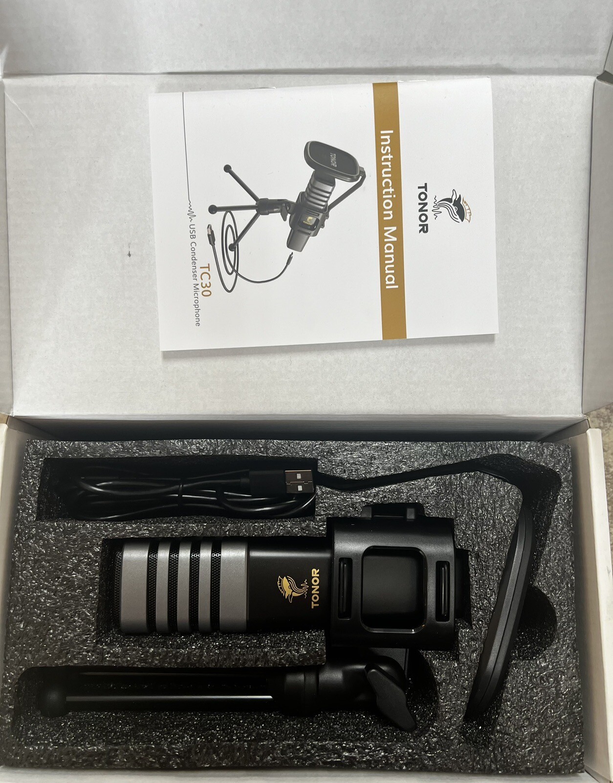 TONOR TC30 USB Condenser Microphone Kit with Tripod & Pop Filter No Cord/K