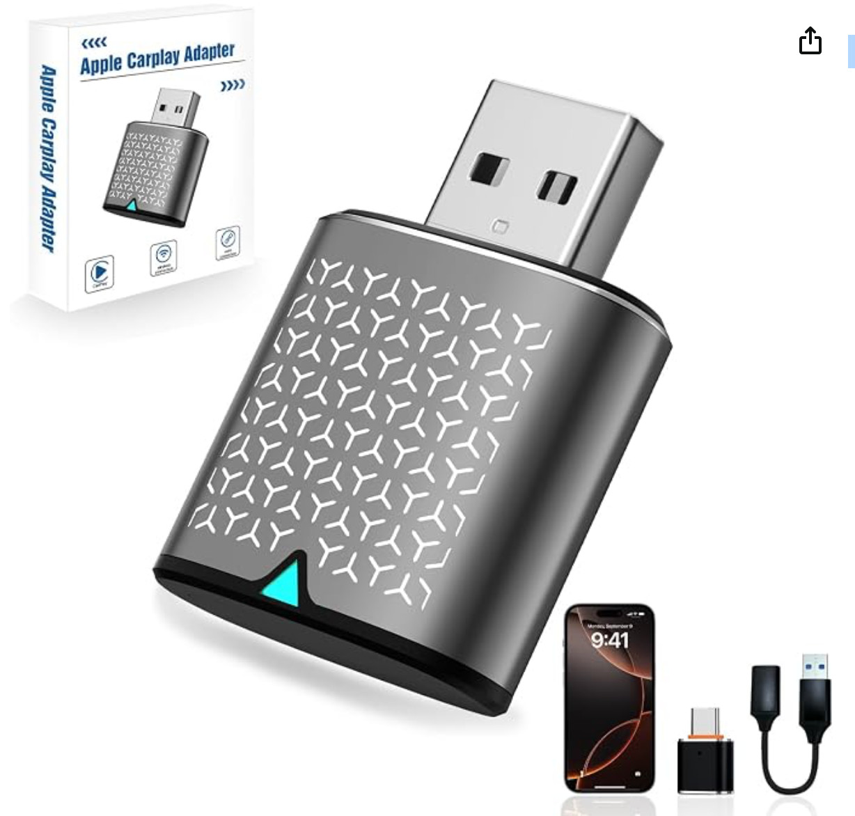Wireless Carplay Adapter for iPhone, Bluetooth Car Play Dongle