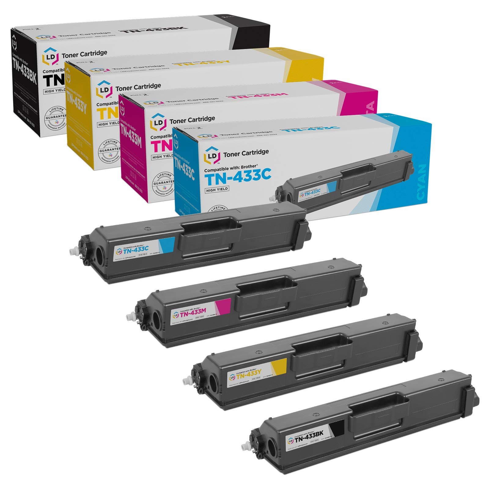 LD Compatible Brother TN431 / TN433 HY Black, Cyan, Magenta, Yellow Toner 4PK