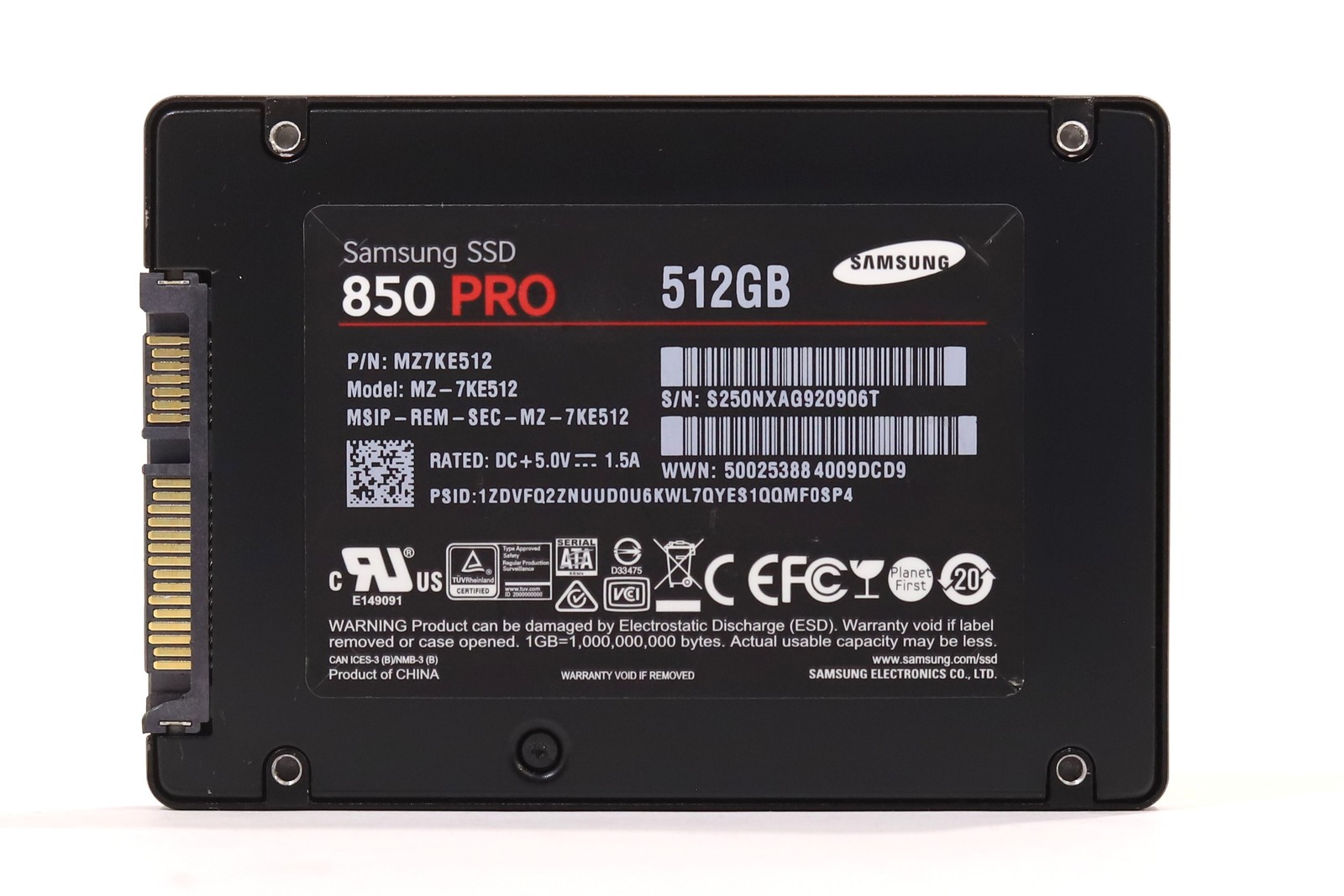 Samsung MZ-7KE512 850 Pro 512GB 2.5" 6Gb/s 3D V-NAND MLC SATA SSD P/N: MZ7KE512