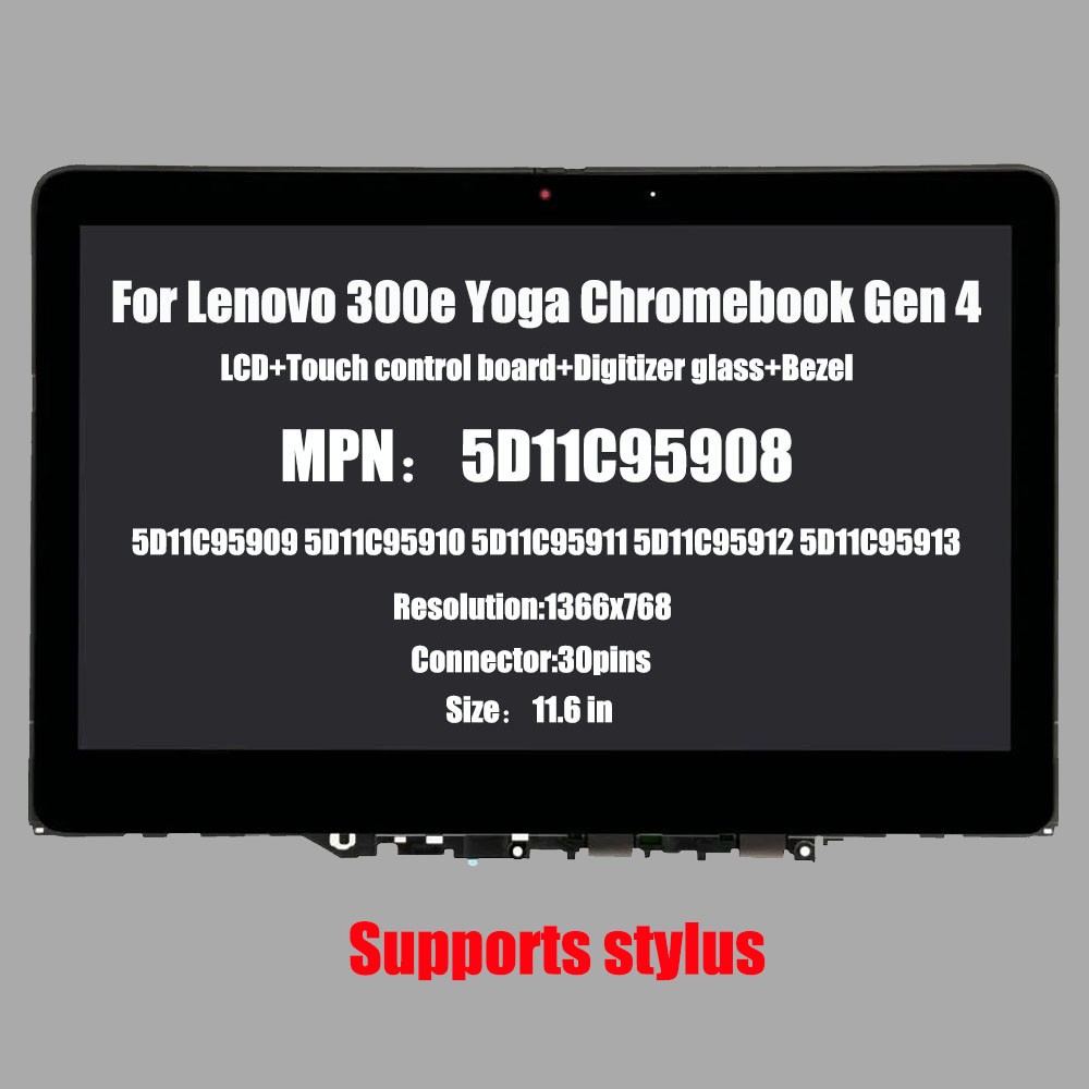 5D11C95908 IPS LCD Touch Screen For Lenovo 300e Yoga Chromebook Gen 4 82W2 82W3
