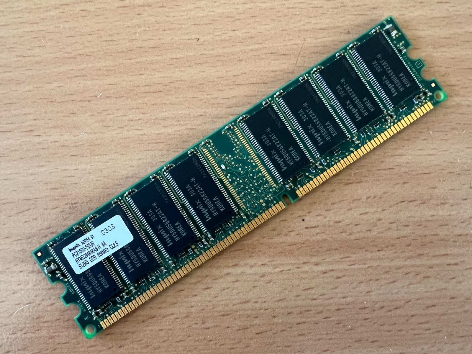 Hynix PC2100U-25330  512MB DDR 266 MHz CL2.5 HYMD264646A8-H AA Desktop Memory