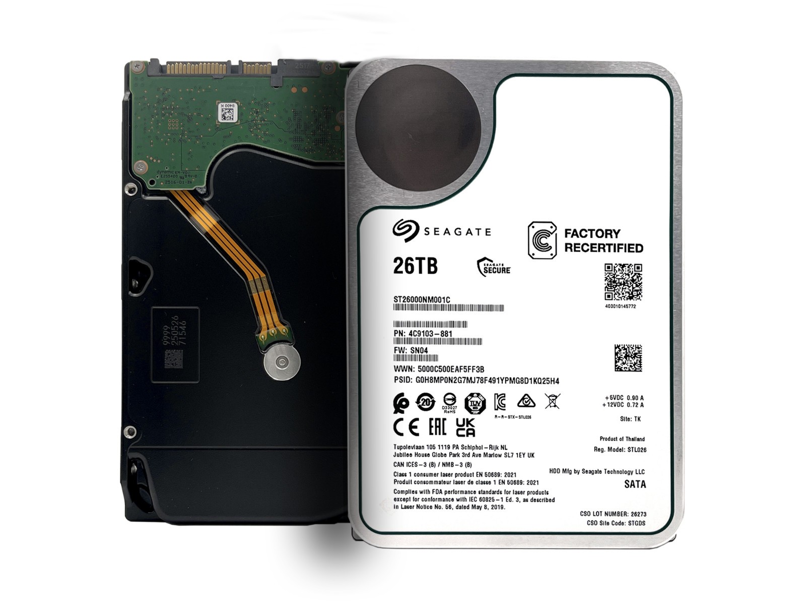 Seagate ST26000NM001C 26TB 256MB 7200RPM 3.5" SATA 6.0Gb/s Enterprise Hard Drive