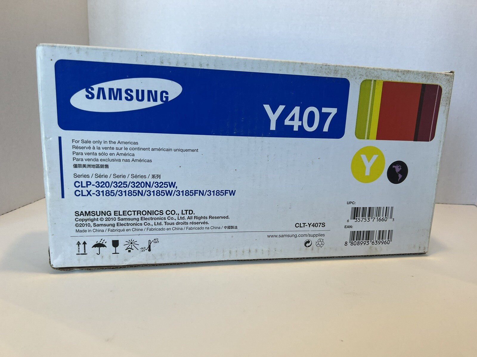 Samsung 407S Toner Ctg CLT-Y407S/XAA, Yellow for Samsung CLP-320, 325, 320n