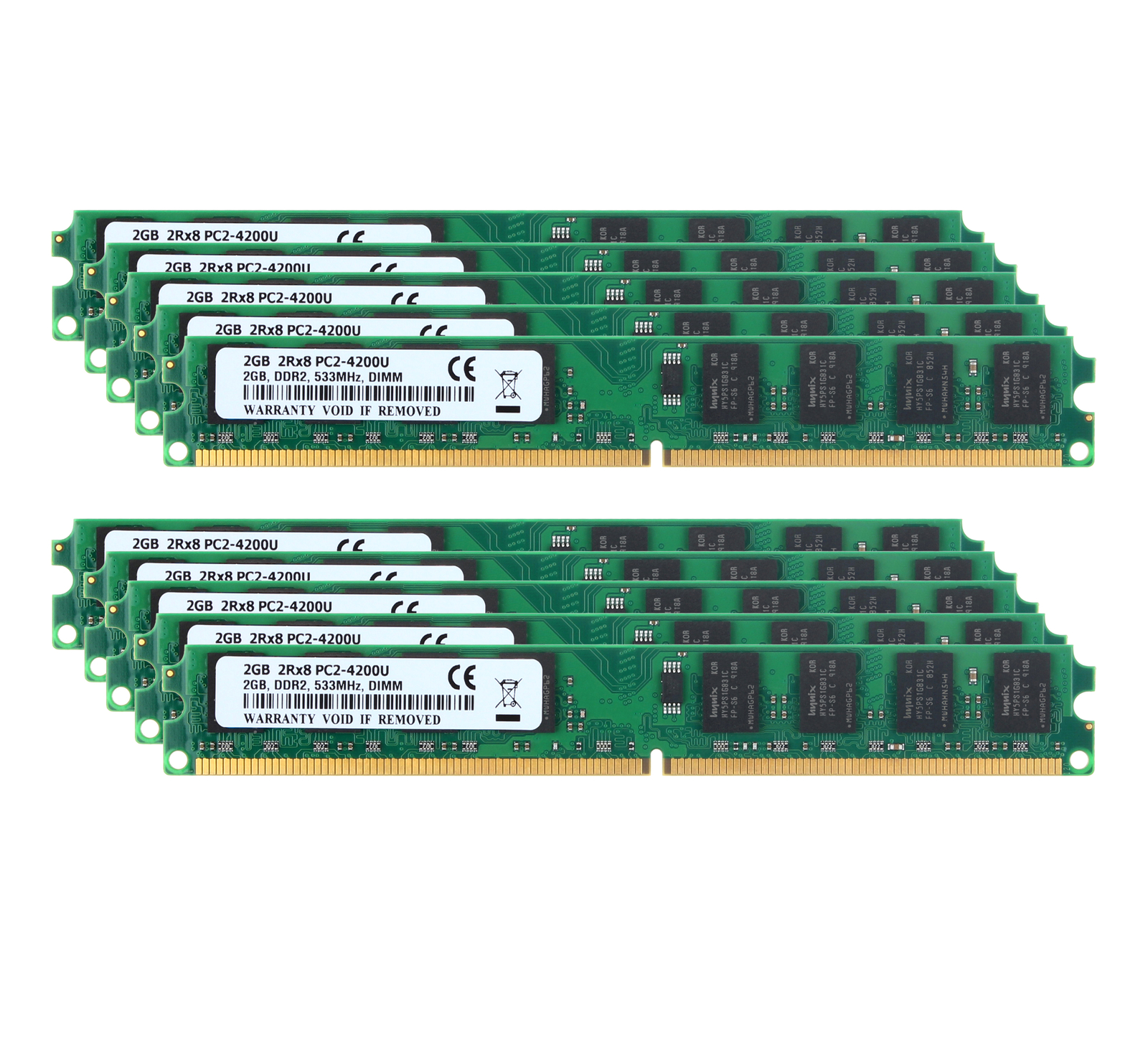 New 20GB 10X 2GB PC2-4200 DDR2-533MH​z 240pin DIMM Desktop Memory Unbuffered RAM
