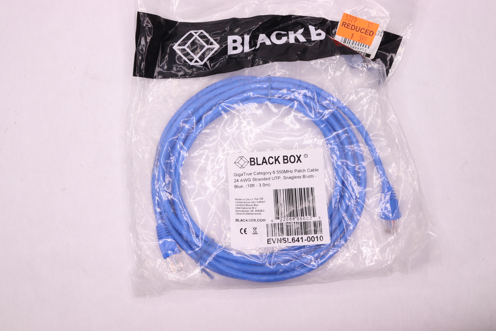 Black Box GigaTrue CAT6 Patch Cable Snagless Boots Blue 24AWG 550MHz 10FT 