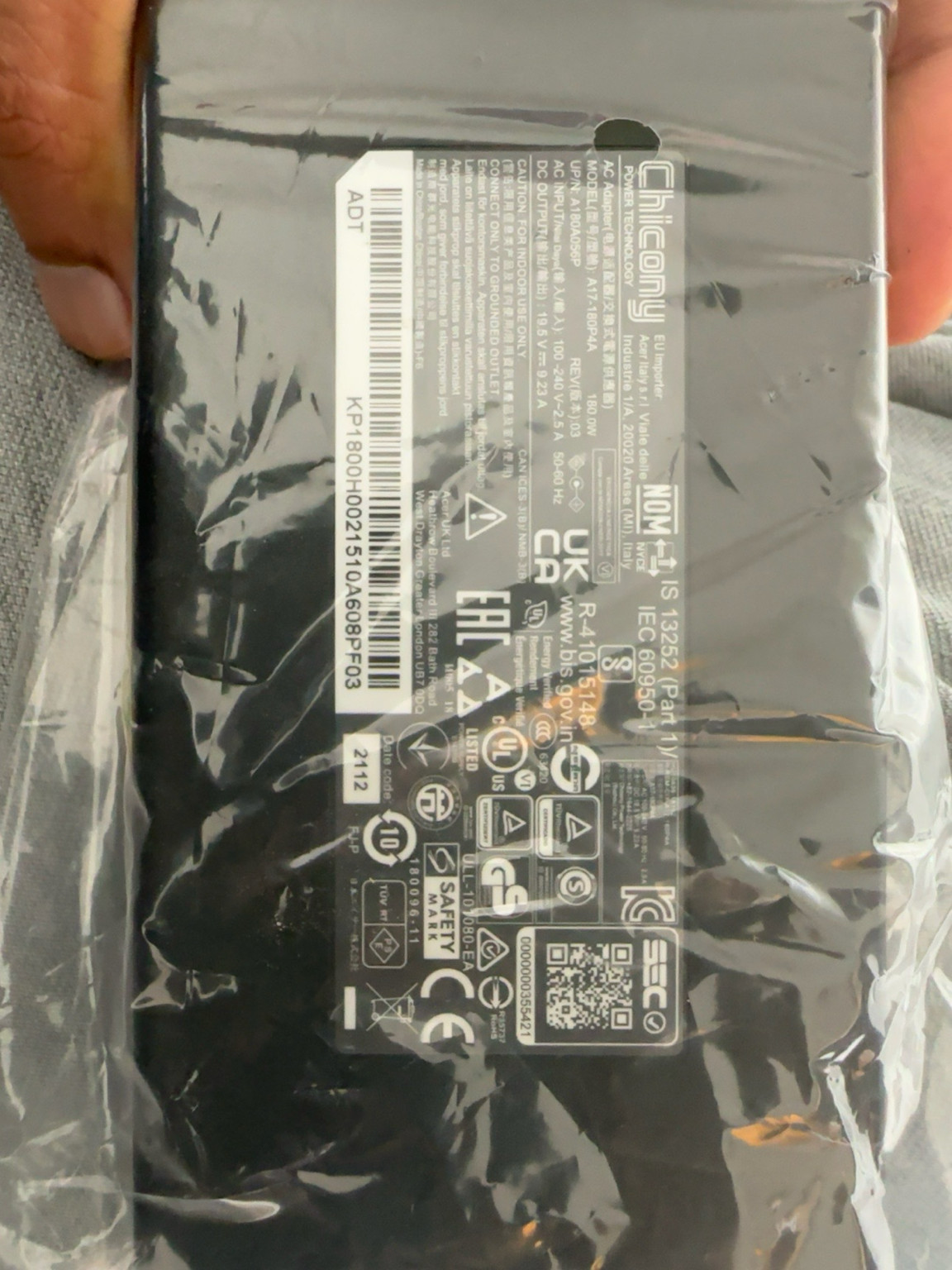Chicony 180W AC Adapter A17-180P4A 20V 9A Genuine OEM - New Open Box