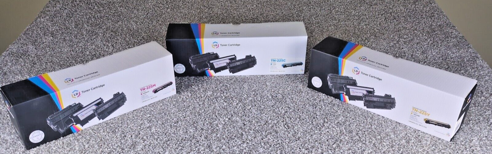 LD Toner Cartridge For Brother Printers TN-225M/TN-225C/TN-225Y LOT 3-Pack