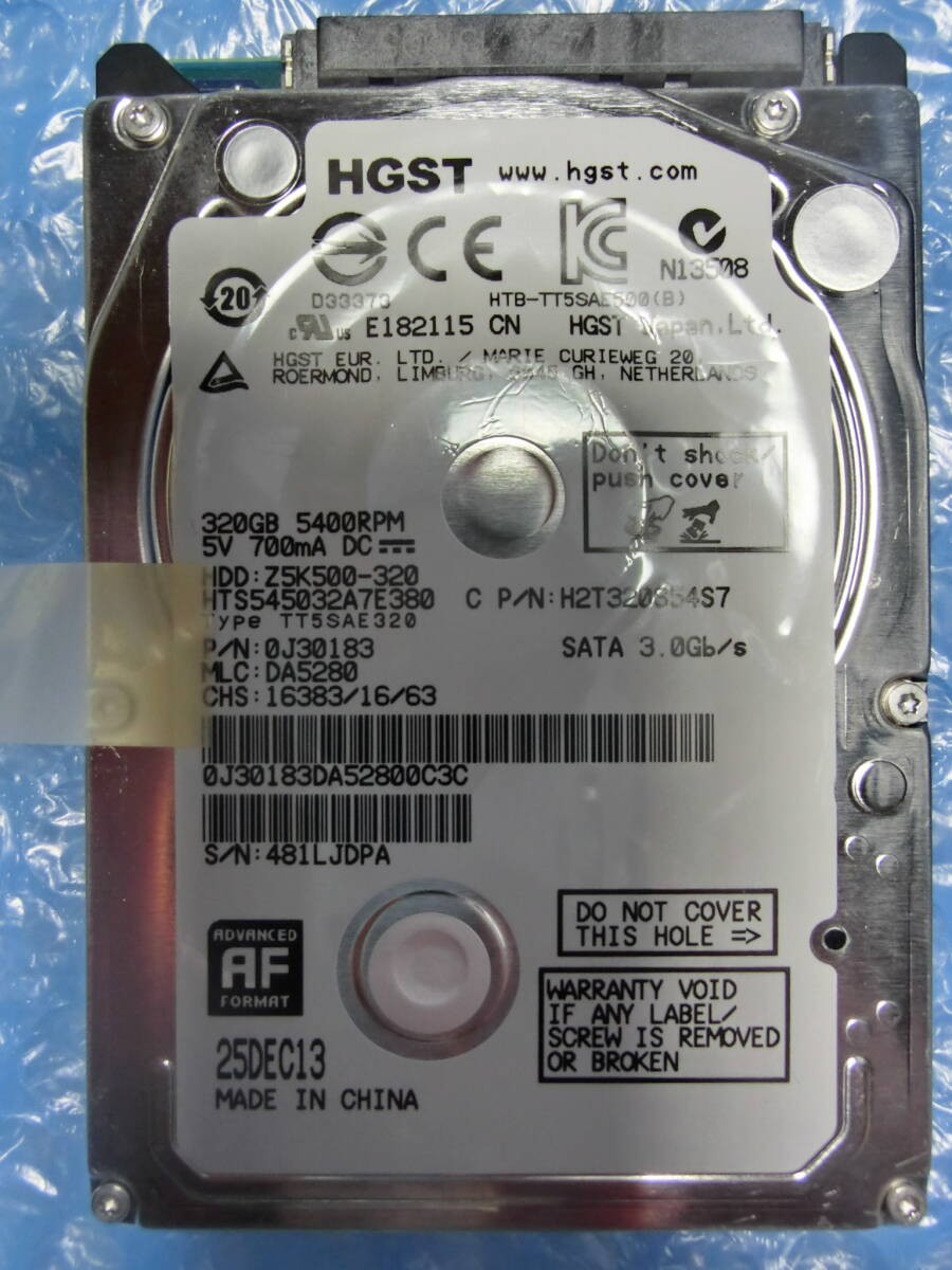 [Used] HGST HTS545032A7E380 320GB/8MB 6875 hours used Management number:D163