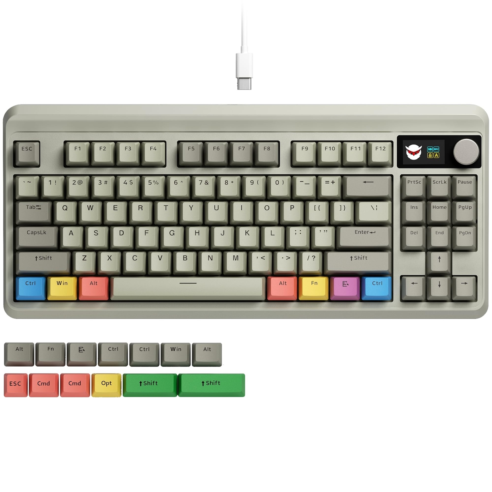 XVX Wired 75% Retro Gaming Keyboard with 2 HUB Ports, M87 Pro Mechanical Keyb...