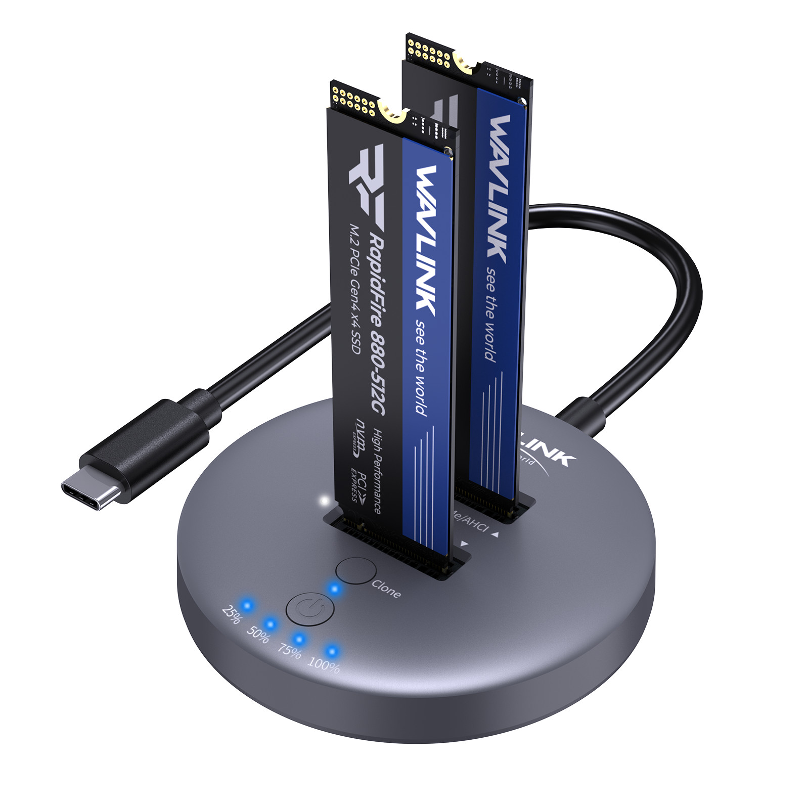 M.2 SSD Cloner Dual Bay NVMe Drive Enclosure Offline-Clone 2x8TB Capacity UASP