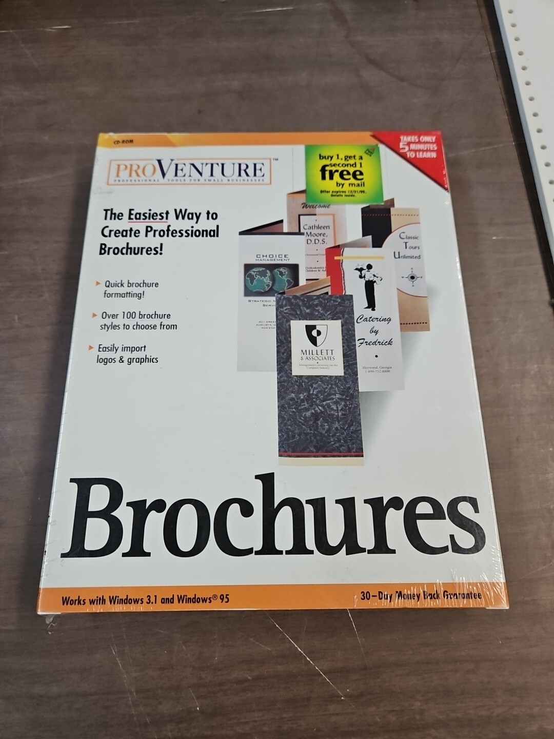 Vtg 1999 ProVenture Brochure Maker Windows 3.1/95/98 CD ROM NEW (Cdboxb)