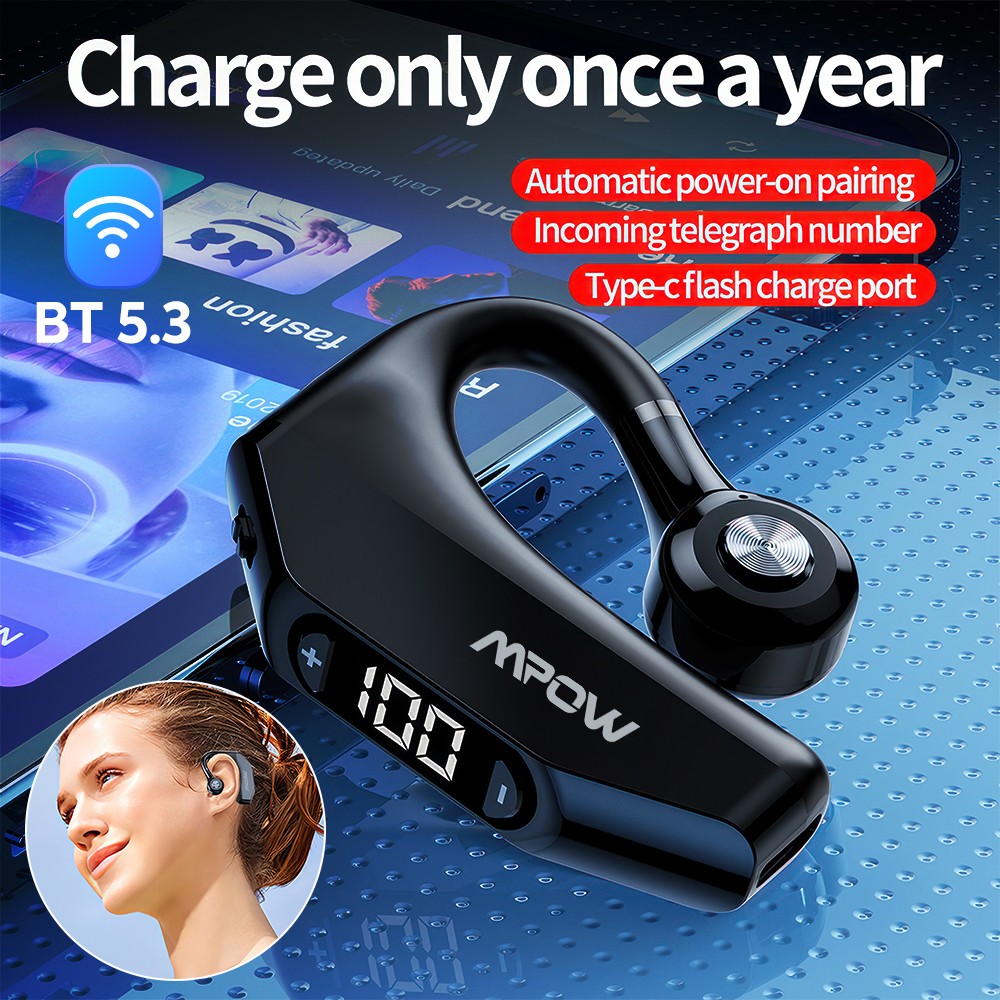 Mpow Wireless Sport Earbud LED Bluetooth 5.3 Noise Cancelling Headset Waterproof