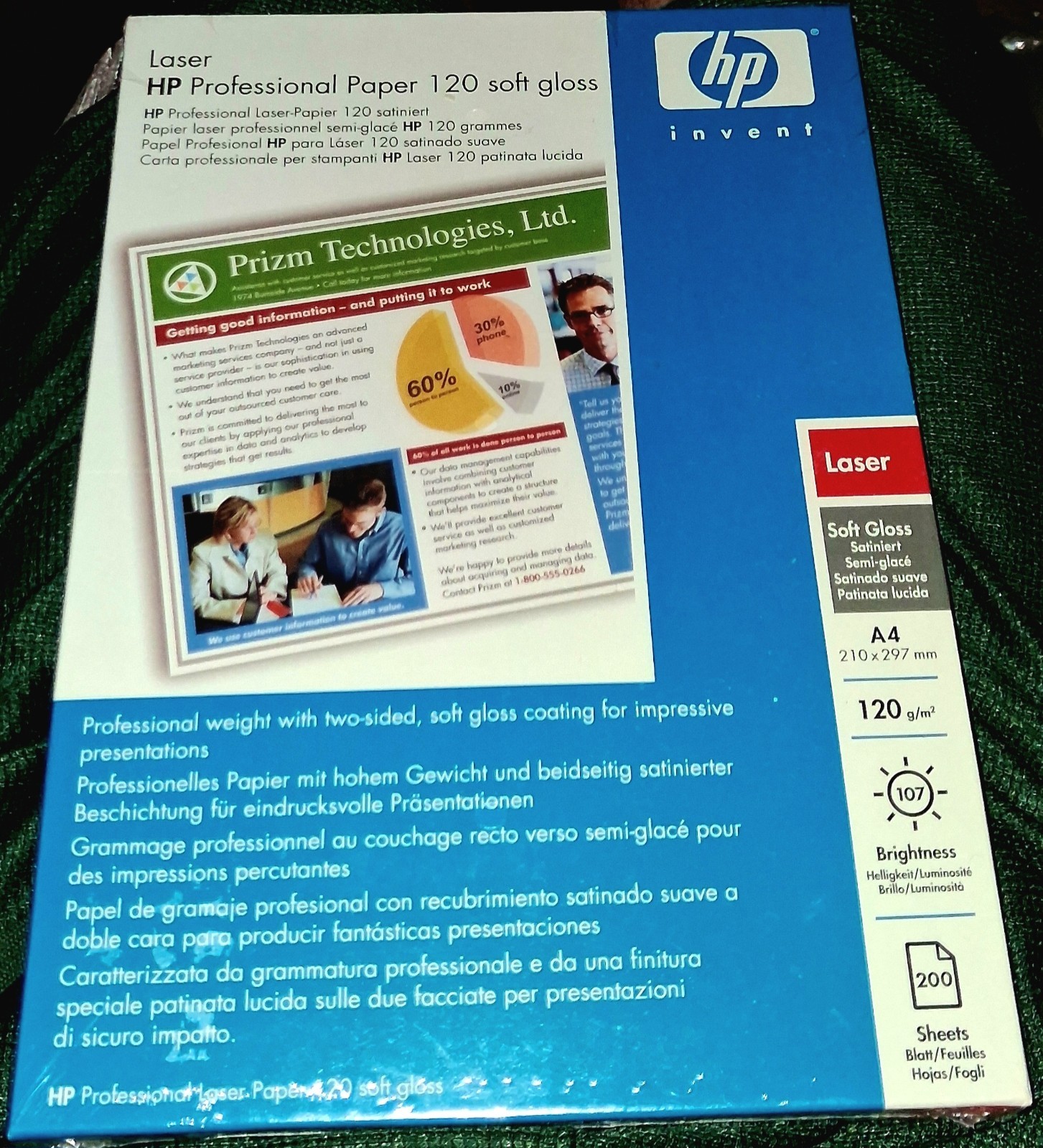 HP Laser Professional Paper 120 Soft Gloss A4 107 8.5x11 Q6542A 200 Sheets New