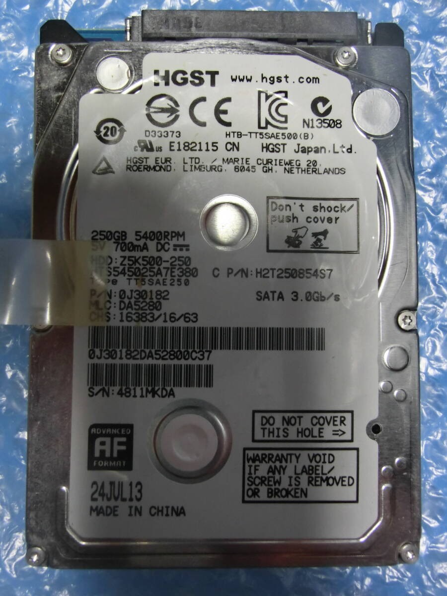 [Used] HGST HTS545025A7E380 250GB/8MB 6804 hours - Management No.: C204