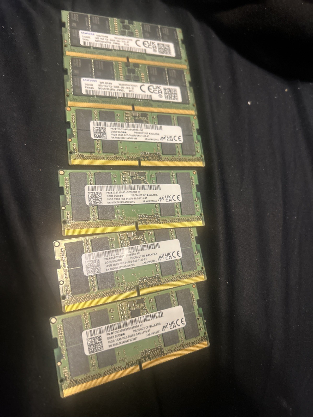 16GB 1Rx8 PC5-5600B-SAO-1010XT  RAM LOT OF 6