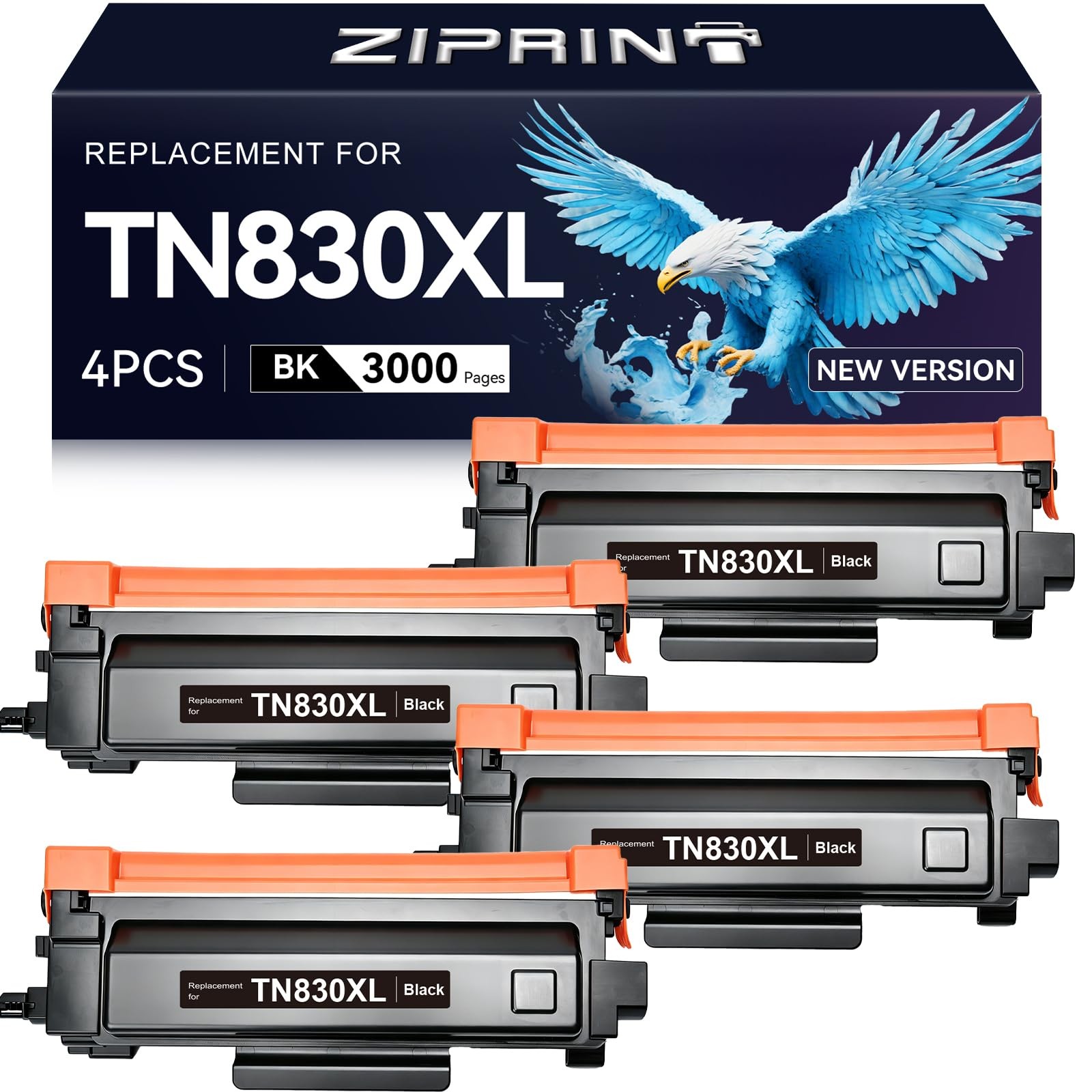 Cartridge Compatible Brother HL-L2460DW HL-L2405W TN830XL 4 Pack Toner