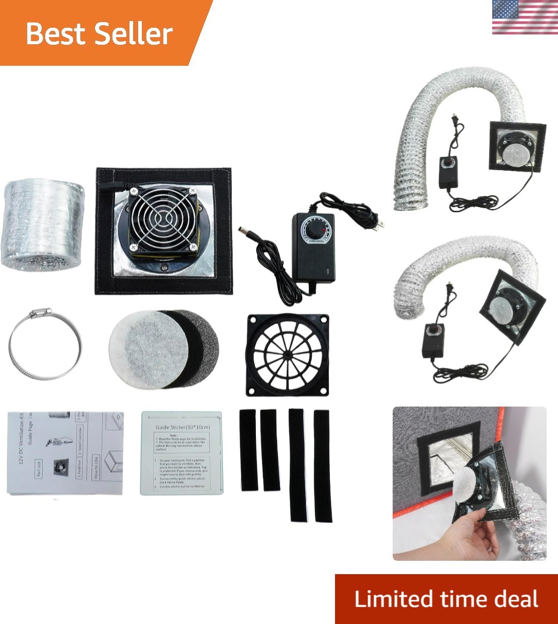 Smart Control 3-Layer Ventilation Filter Fan Kit for 3D Printer Enclosure