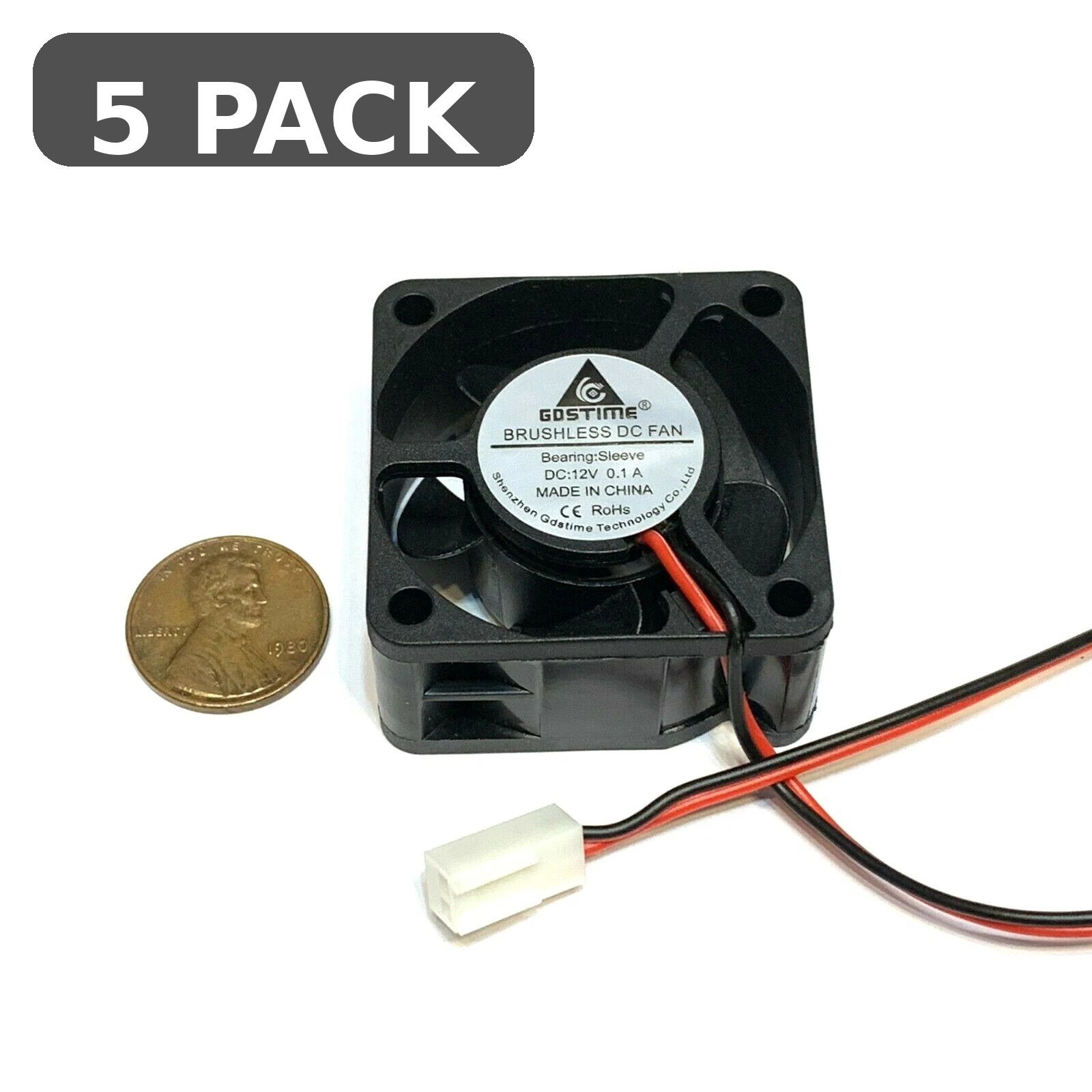 5 Pack 4020S 12V DC Brushless Cooling Fan 40mm 40x40x20mm 2-Pin A39