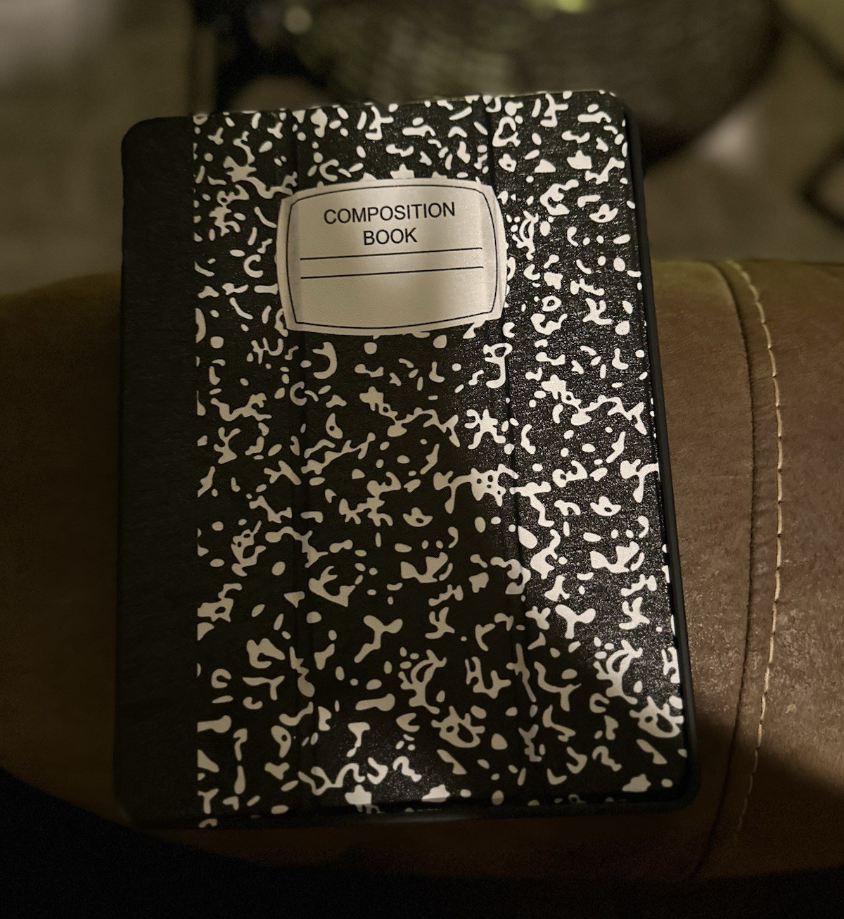Composition Book Design Rotating Tablet Case Synthetic Leather Black White