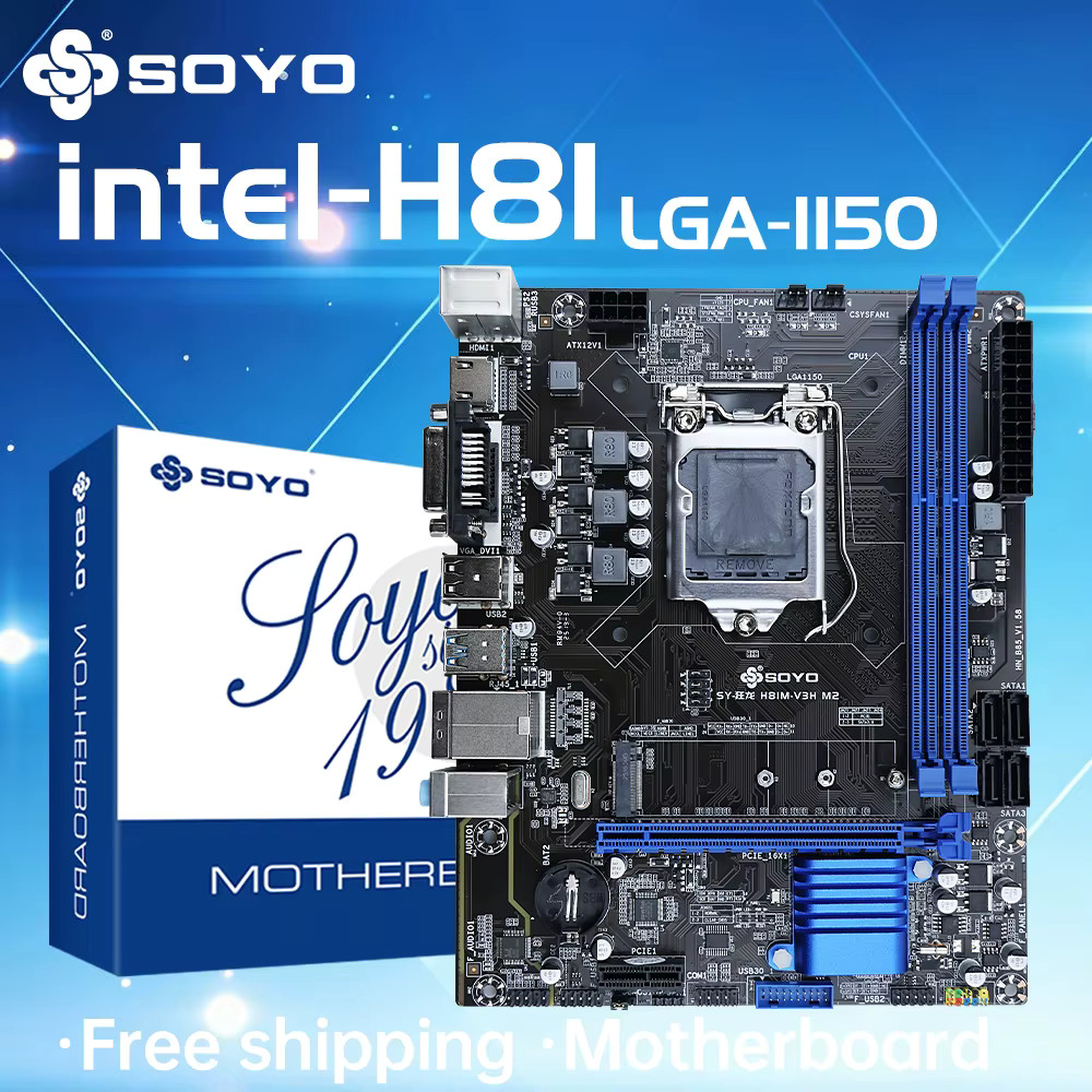 Intel H81 Desktop Motherboard LGA 1150 DDR3 16GB M.2 HDMI VGA DVI USB 3.0 ATX