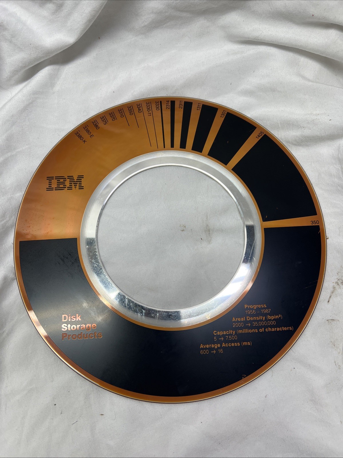 MUSEUM RARE IBM Disk Storage Memento Promotional Advertising Platter Disk 8.5”