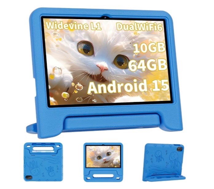 2026 Upgraded Android 15 Tablet, 10Inch Kids Tablet, Octa-Core CPU, 10GB+64GB+1T