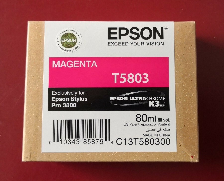 01-2022 New In Box Genuine Epson Pro 3800 Magenta 80ml K3 Ink T5803 T580300