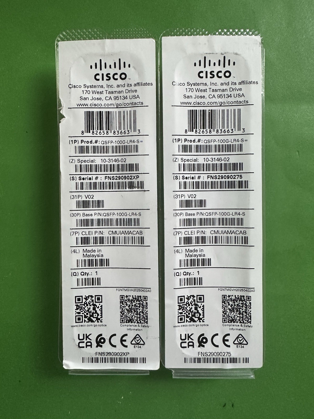 Original Cisco QSFP-100G-LR4-S. W/hologram New Sealed. In Stock.