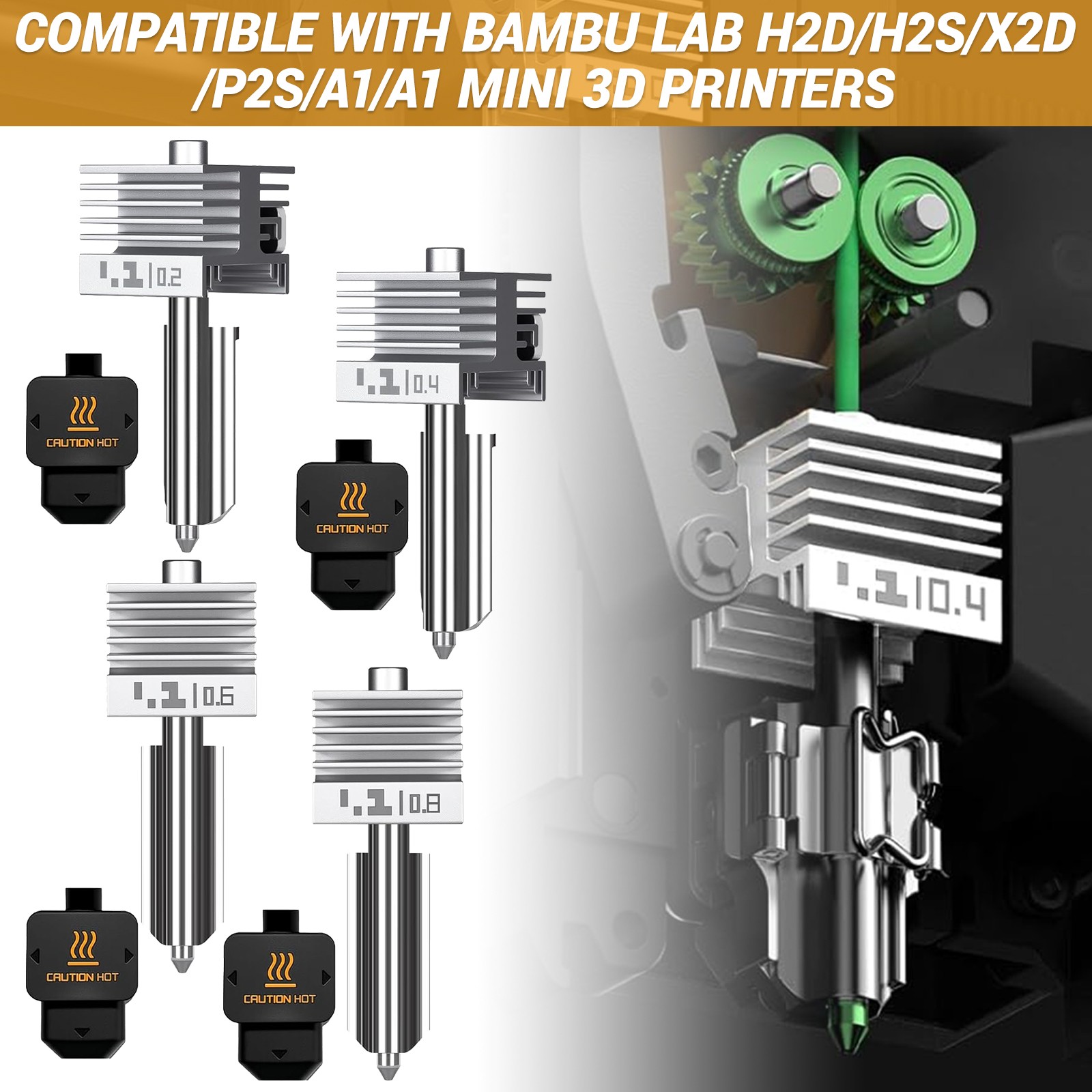 4Pcs Hardened Steel Hotend Nozzle for Bambu Lab A1 Mini A1 3D Printer Upgraded