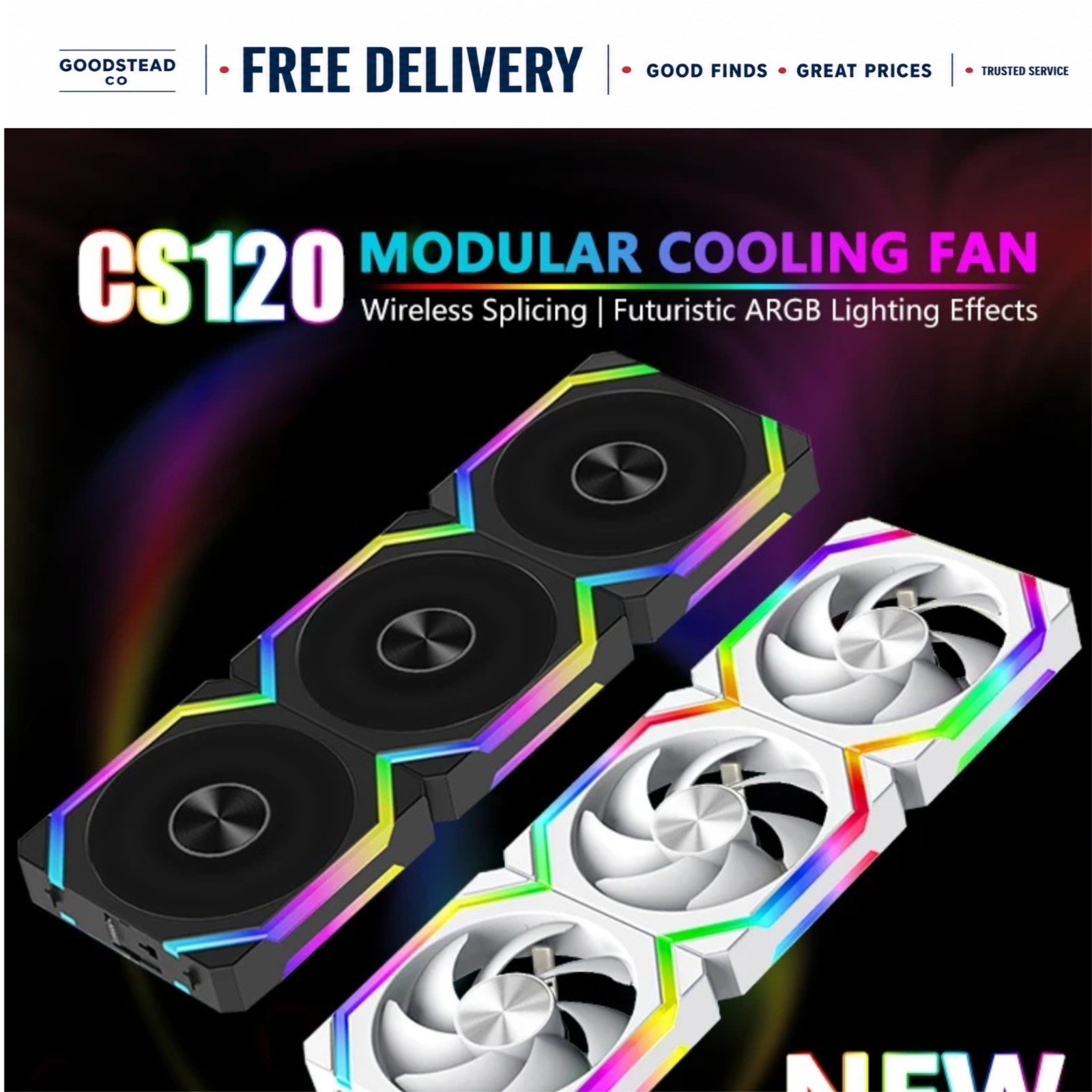 JUMPEAK CS120 ARGB 120mm PWM Case Fan Modular Stackable 1800RPM