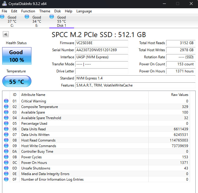Silicon Power A60 512GB NVMe PCIe Gen 3 M.2 Internal SSD SPCC