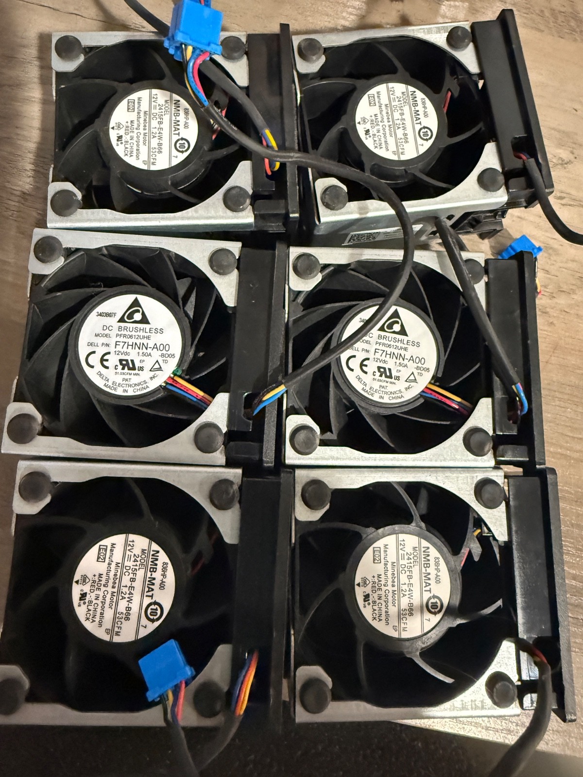 Lot of 6 Dell Server Cooling Fans 4x 2415FB-E4W-B66 2x PFR0612UHE OEM
