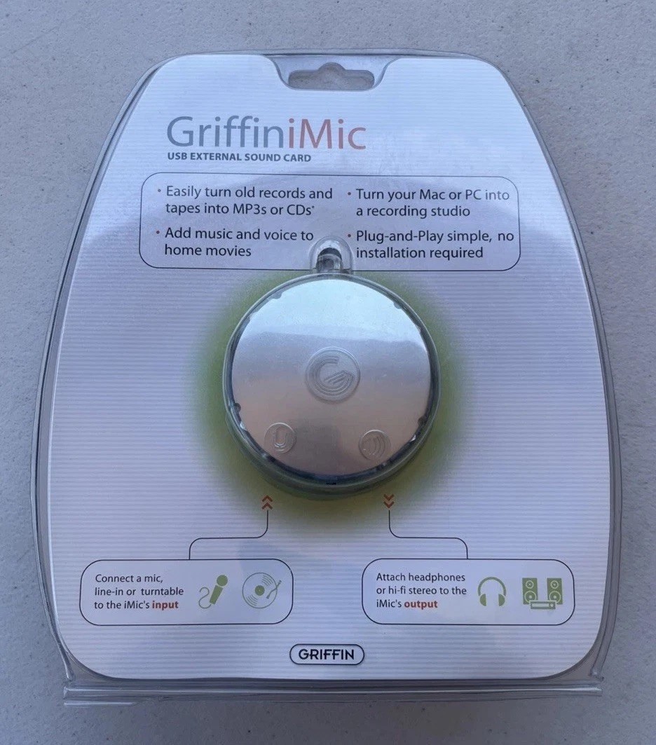 NEW Griffin iMic 2004 USB External Sound Card MAC or PC GriffiniMic T3041LL A