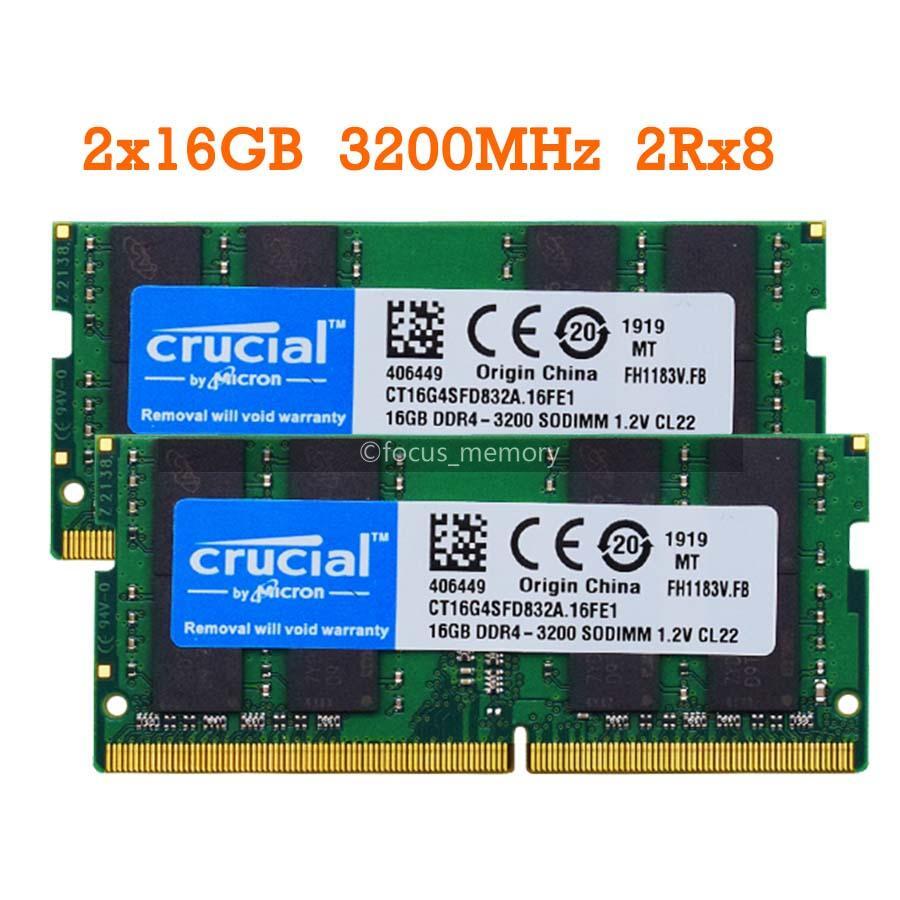 Crucial 32GB (2x16 GB) Ram DDR4 SO-DIMM 3200 MHz PC4-25600 Laptop Memory 260-Pin