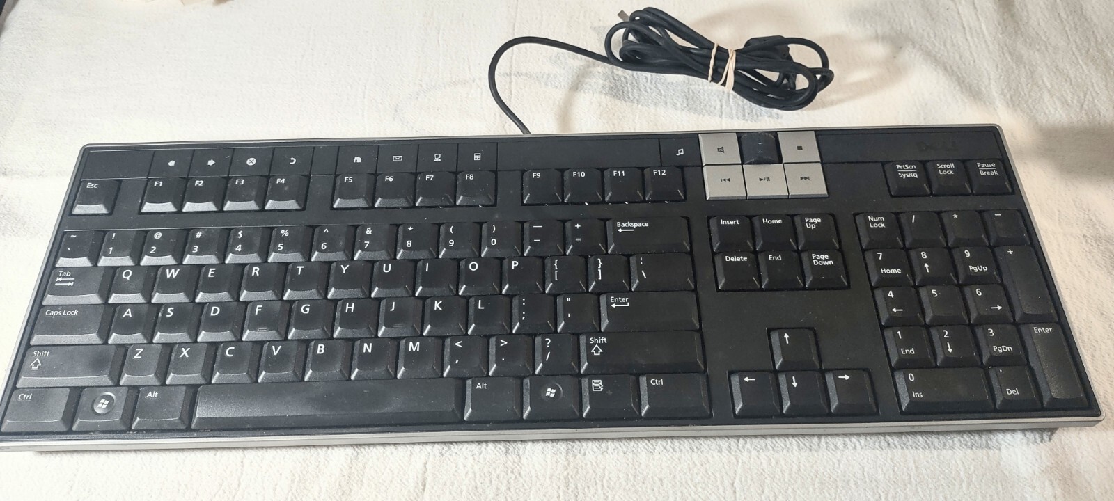 DELL Y-U0003-DEL5 Multimedia Wired Black Silver Keyboard USB U473D Tested