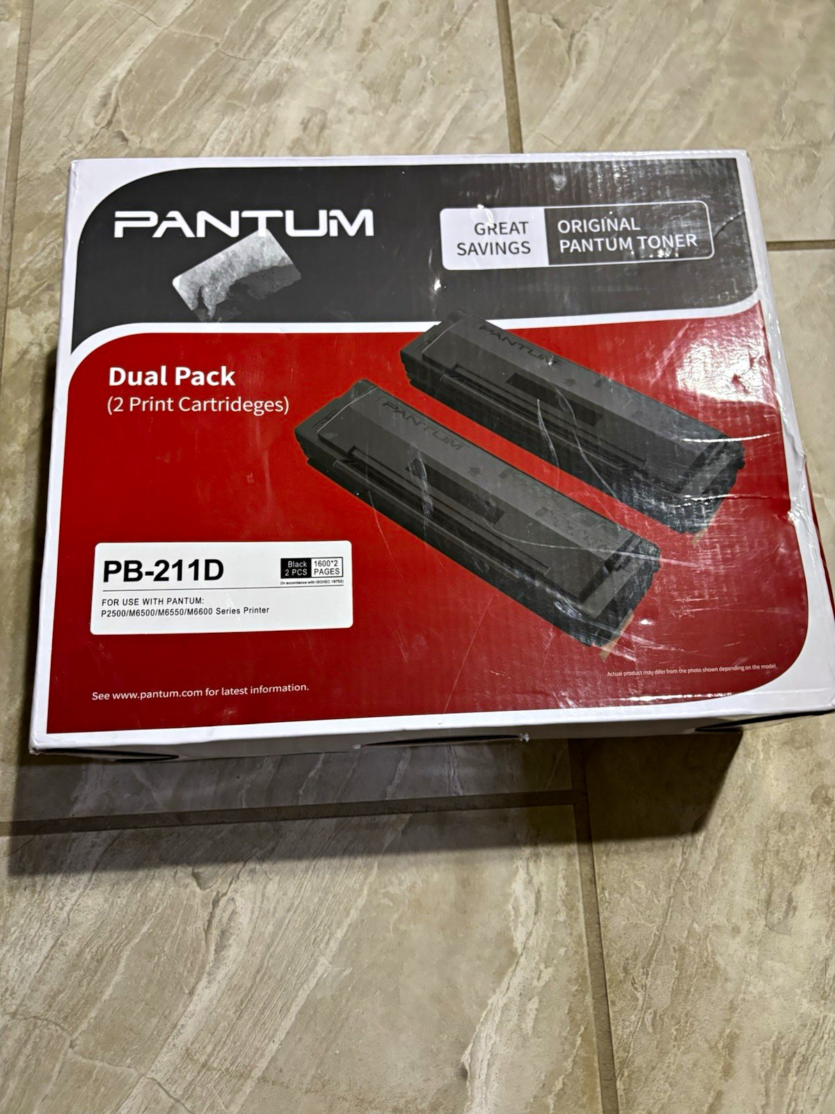Pantum PB-211D Genuine Original Black Toner Cartridge Dual Pack, Laser