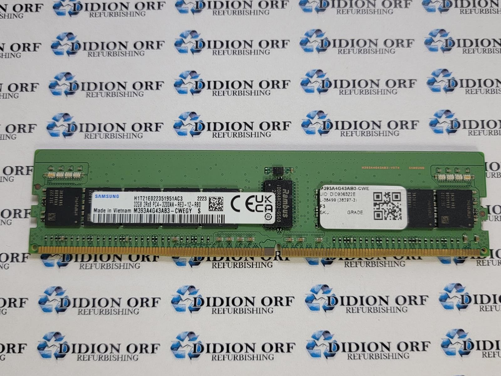 SAMSUNG 32 GB DDR4 SERVER RAM PC4-3200AA 2Rx8 M393A4G43AB3-CWE, SKU 20674