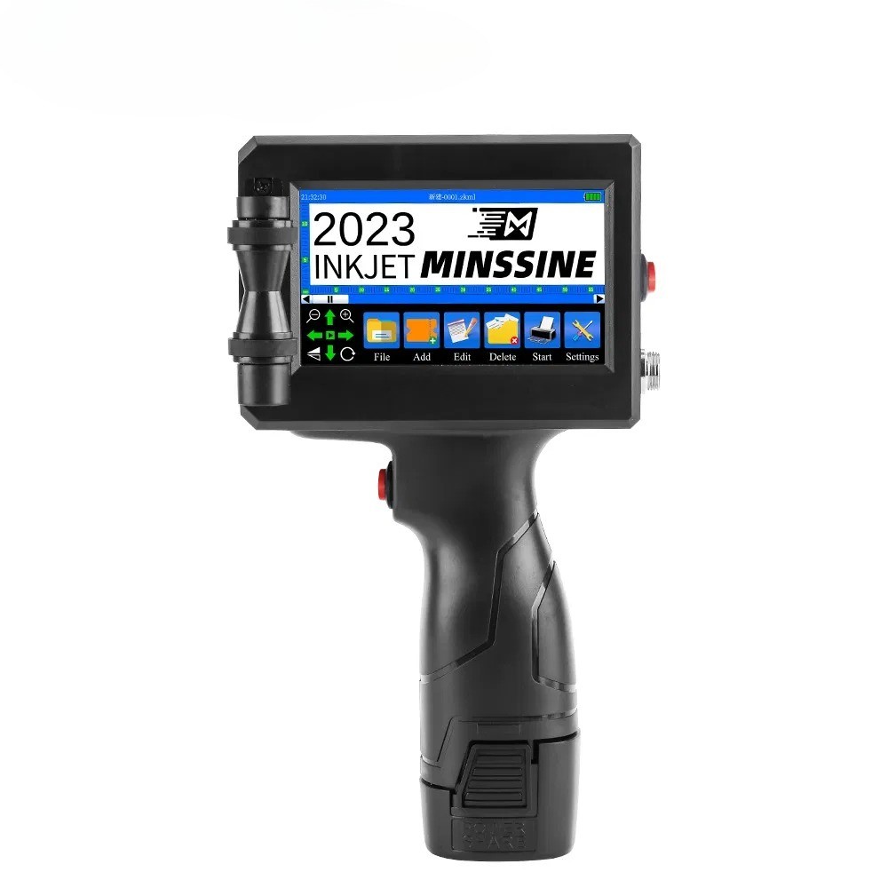 12.7mm Industrial Handheld Inkjet Printer Date QR Barcode Logo Marking