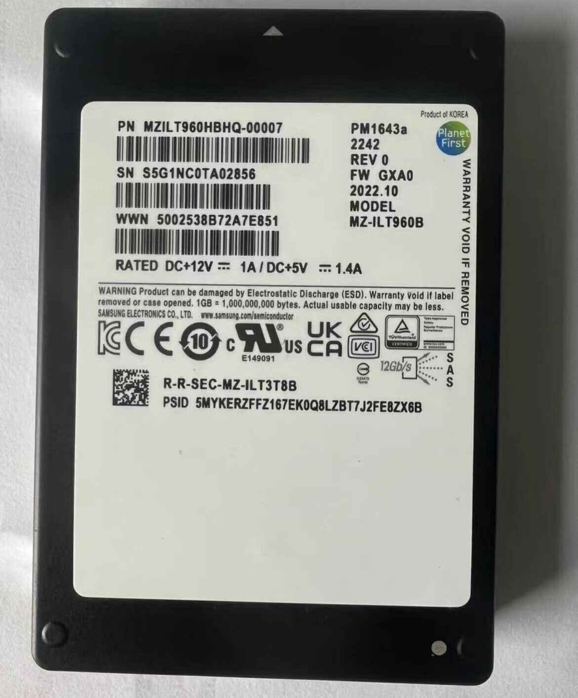 compatible Samsung PM1643a 960GB SSD 2.5"SAS MZ1LT960HBHQ-00007 FW GXA0 12Gb/s