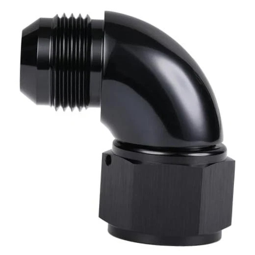 90 Degree Male to Female Swivel Full Flow Fitting 12AN Black - 90 Degree