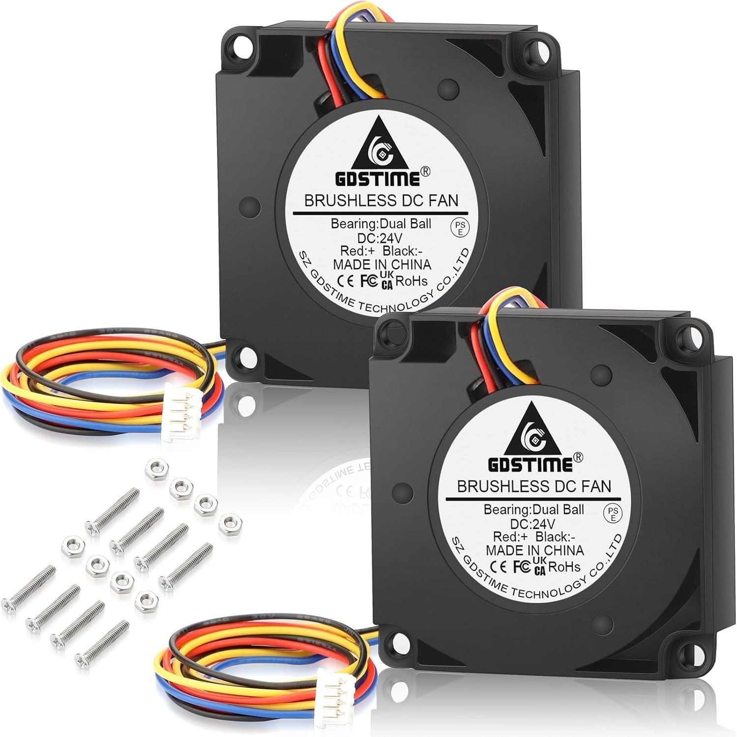 GDSTIME 4010 PWM Blower Fan 24V 12000 RPM 1.25mm 4-Pin Dual Ball 2-Pack