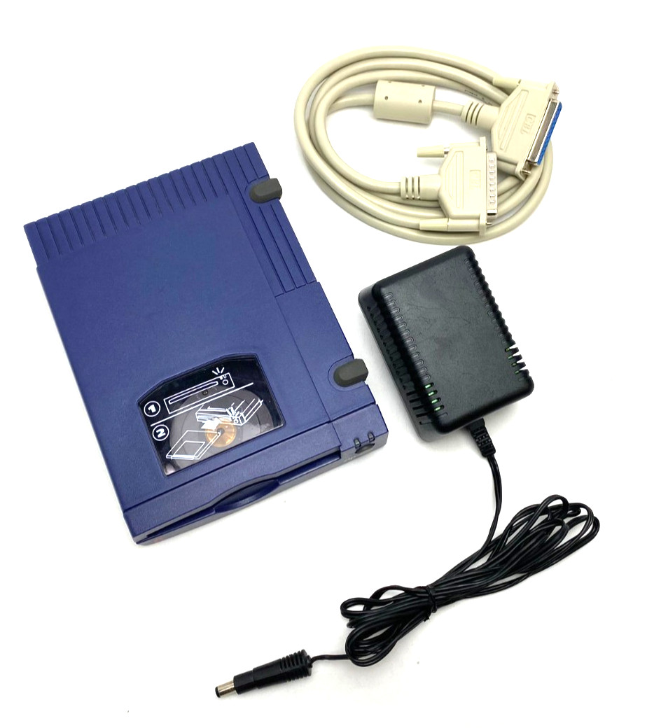 IOMEGA ~ZIP 100~ (Z100P2) EXTERNAL DISK DRIVE W/ OEM PWR ADPTR + PARALLEL CORD