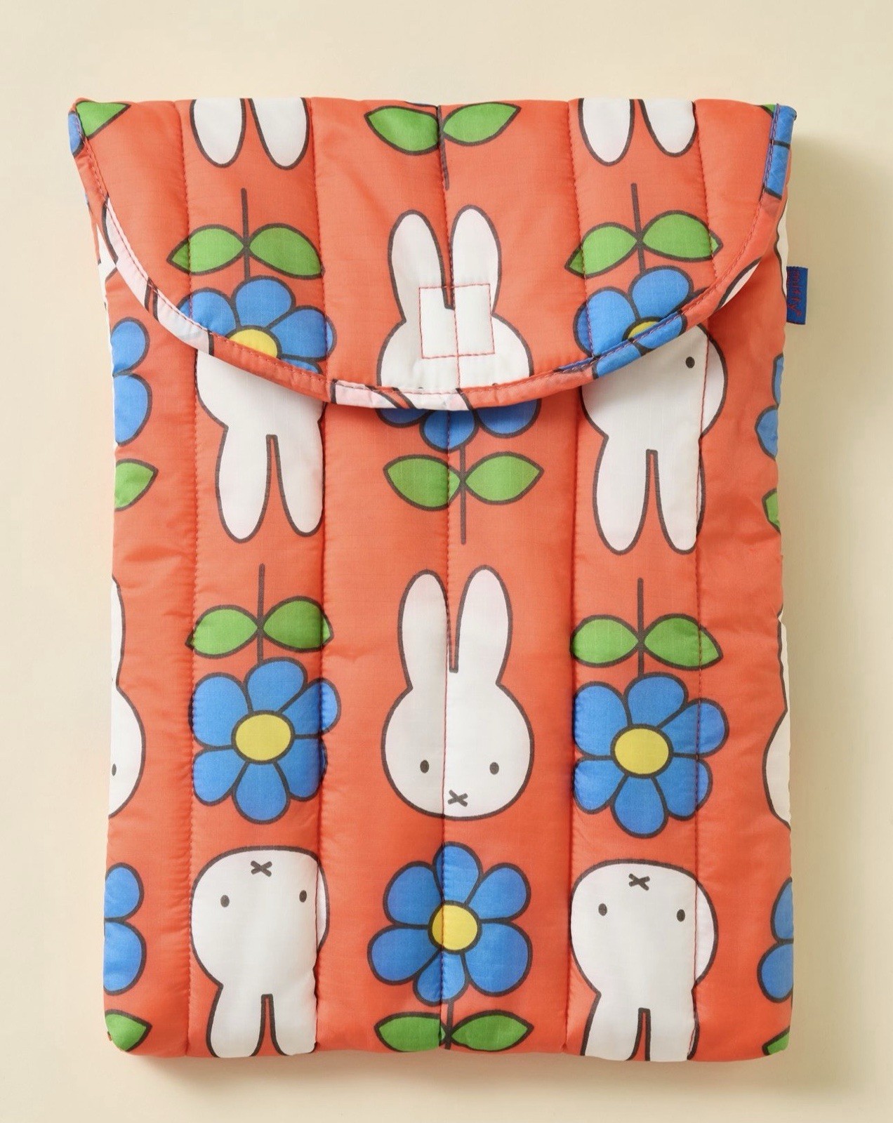 AUTH NEW BAGGU Puffy Laptop Sleeve Quilted Case Pouch Bag Flower Miffy