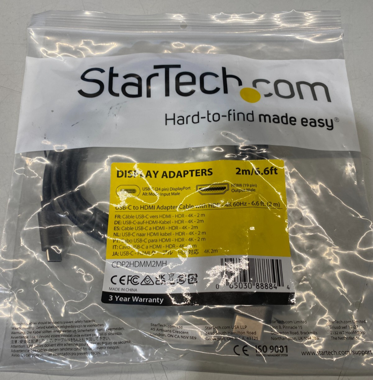 LOT OF 15 Startech  USB-C To DisplayPort Male Cable 4K 60Hz  6.6Ft/2m Cable