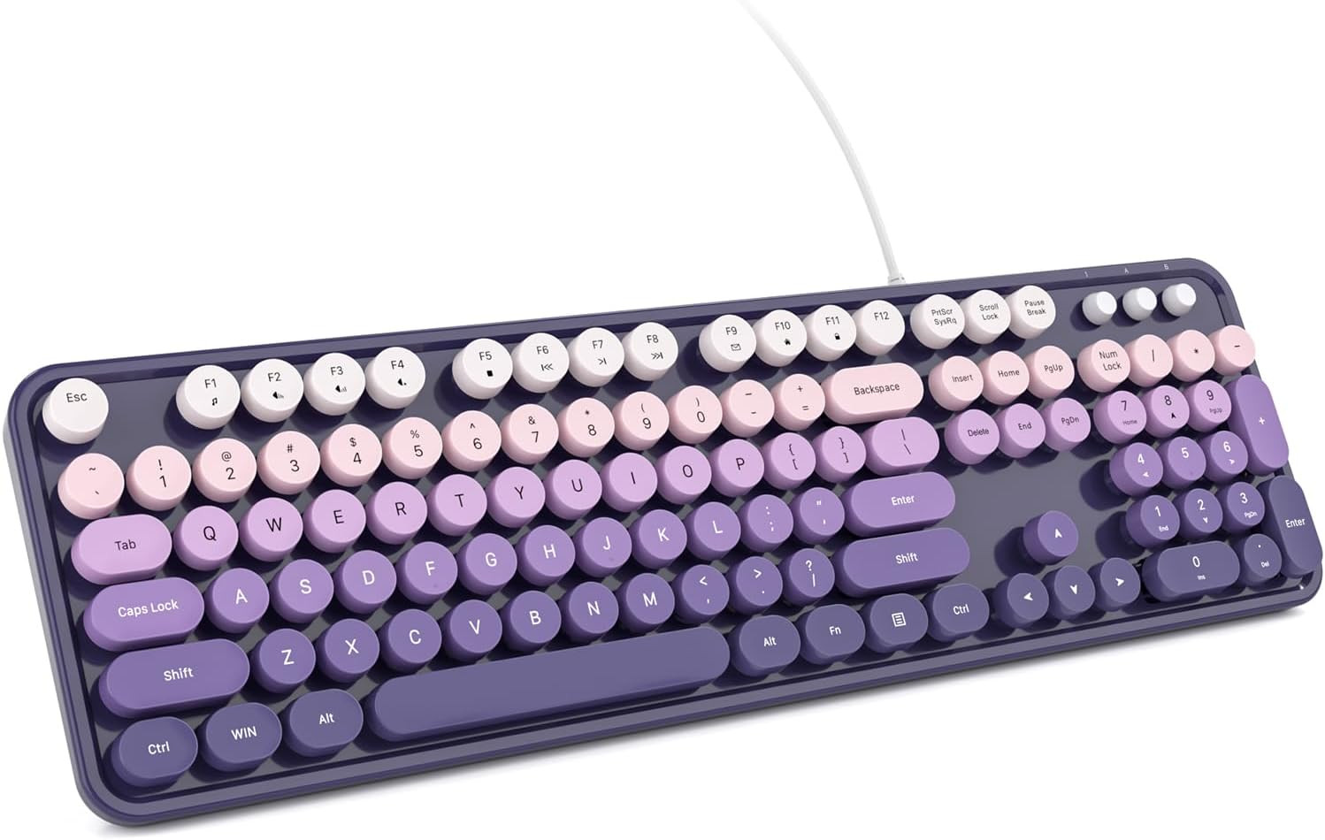 Wired Computer Keyboard - Purple-Gradient Colorful Retro Full Size round Keycaps