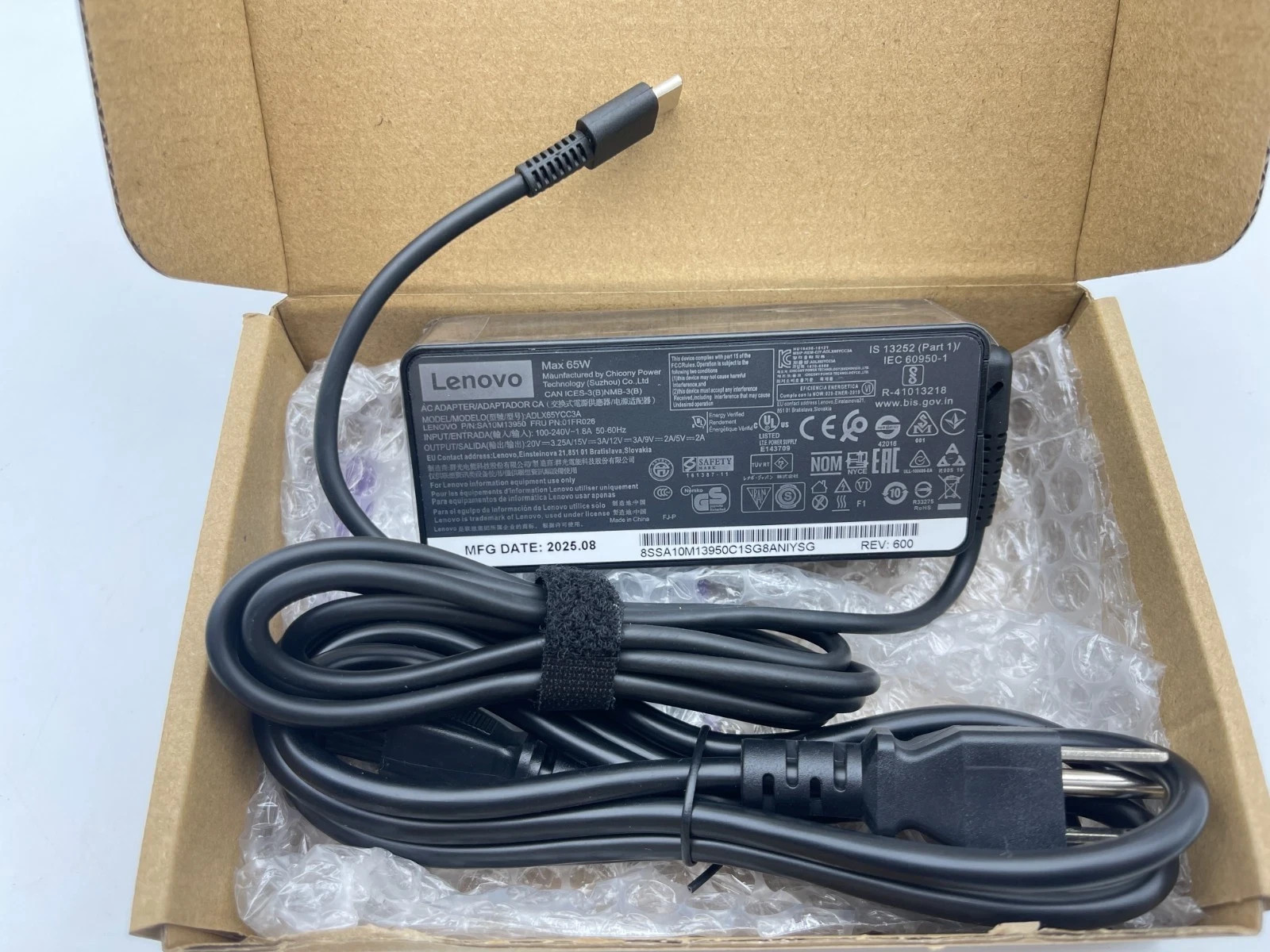 NEW OEM USB C Charger For Lenovo Thinkpad T480 T480s T580 T580s E480 E485 65W